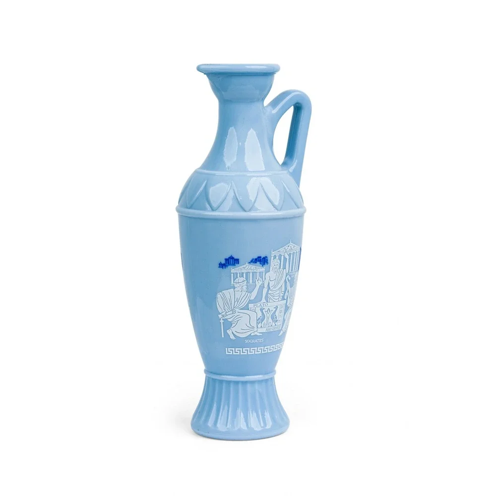 1961 Jim Beam Greek Philosophers Blue Milk Glass Decanter Socrates Plato D334